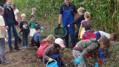 Bild: jhö
Erdäpfelgraben macht den Kindern auf dem Feld großen Spaß.