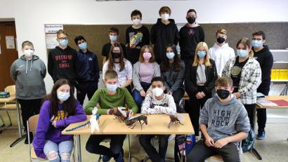 Bild: Mittelschule Mitterteich/exb
Vier verschiedene Insektenmodelle haben Jugendliche der Otto-Wels-Mittelschule Mitterteich im Rahmen eines Umwelt- und Kunstprojekts gebaut.