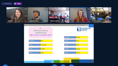 Screenshot: Jugendmedienzentrum T1/exb
Beim T1-Speeddating lernen sich die Teilnehmer kennen.