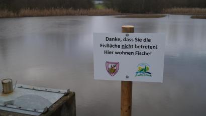 Bild: oe
Der Landschaftspflegeverband Amberg-Sulzbach und der Fischereiverein Amberg
haben dieses Schild am Schönweiher (Forsthof) angebracht.
