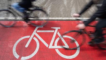 Symbolbild: Friso Gentsch/dpa
In Sulzbach-Rosenberg könnte es auf Radwegen an wichtigen Ein- und Ausfahrten schon bald mehr rote Markierungen geben.