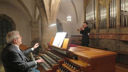 Bild: jzk
Andreas Sächerl (rechts) und Josef Zaglmann musizierten zusammen beliebte Musikstücke für Trompete und Orgel.