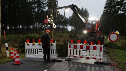 Symbolbild: dpa/Swen Pförtner
Wegen Baumfällarbeiten ist die B 299 am 27. Januar komplett gesperrt.