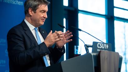 Bild: Sven Hoppe
Markus Söder, CSU-Vorsitzender und Ministerpräsident von Bayern, nimmt in der Parteizentrale nach einer Sitzung des CSU-Vorstands an einer Pressekonferenz teil.