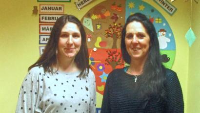 Bild: njn
Die neue Leiterin im Regenbogen-Kindergarten heißt Tanja Heider (rechts). Im Februar trat auch die Kinderpflegerin Marina Demmel (links) ihren Dienst an.