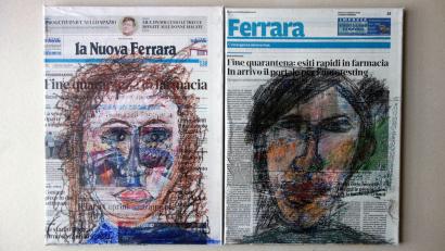 Bild: Christoph Gerling/exb
Italienische Zeitungen aus Ferrara hat der Hersbrucker Künstler Christoph Gerling in diesem Werk verarbeitet.