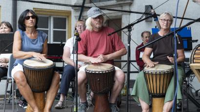 Bild: Thilo Hierstetter/SMS/exb
Die Trommelgruppe "Kiwambo" sucht Verstärkung.