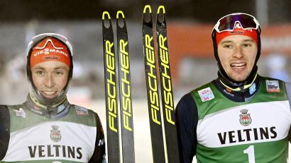Bild: Heikki Saukkomaa/dpa
Eric Frenzel (links) und Terence Weber werden in Flossenbürg geehrt.