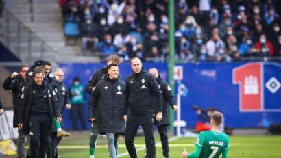 Bild: Christian Charisius/dpa
Bremens Marvin Ducksch (r) feiert sein Tor zum 3:1 gegen den HSV.