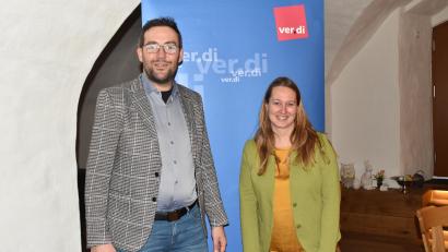 Bild: hcz
Gewerkschaftssekretärin Marina Mühlbauer (Amberg) und ihr Stellvertreter Bertram Kincl (Weiden).