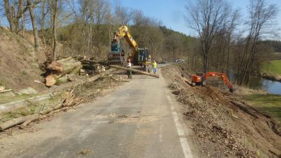 Bild: mad
Nach der Rodung der Bäume laufen die Arbeiten auf der Staatsstraße bei Schwarzhofen