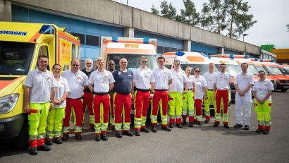 Bild: ASB Bayern/exb
Das ASB-Team half dabei Kriegsverletzte von Nürnberg aus in Kliniken zu bringen.