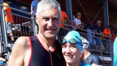 Bild: Hagerer-Uhl
Hans Loos (links) vom SV Illschwang und Heike Uhl vom CIS Amberg vor dem Start des Drachentriathlons in Furth.