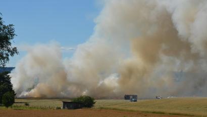 Bild: dob
Wenn die Feuerwehr nicht so schnell zur Stelle gewesen wären, hätte dieser Brand vermutlich eine größeres Ausmaß angenommen. Sogar den Autofahrern versperrte der dichte Rauch bei Waldau die Sicht.