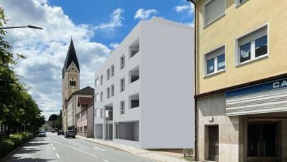 Grafik: Kunnert Architekten
So soll das ADAC-Gebäude auf der Allee im Jahr 2024 aussehen. Es bietet Mietwohnungen für zehn Parteien.