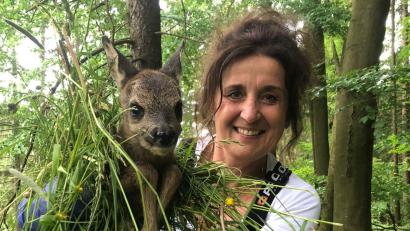 Bild: lei
Arbeit der Rehkitzrettung.