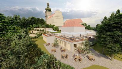 Grafik: Büro Zunner
Etwa so könnten Gastwirtschaft (vorne rechts) und Hotelanbau (links) nach der Neubauplanung beim Projekt von Michael Fellner für die Bergwirtschaft aussehen.