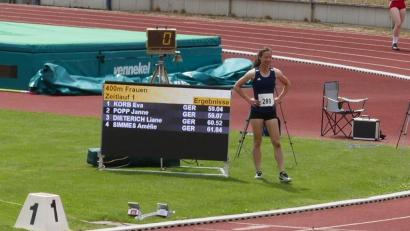 Bild: kro
Eva Korb war bei der süddeutschen Meisterschaft in ihrem Vorlauf über 400 Meter die Schnellste.
