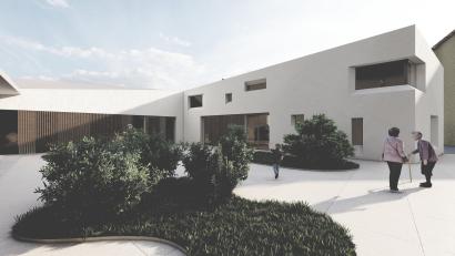 Bild: exb/2G Architekten
So könnte das neue Pfarrzentrum in Mantel aussehen. Die Visualisierung ist jedoch nur ein erster Vorentwurf.