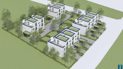 Grafik: architecture by ellmer-ellmer.de/Kewog Tirschenreuth
Weg vom Einfamilienhaus, hin zu Reihen- und Doppelhäusern auf geringerer Fläche: So könnte eine Siedlung nach den Vorstellungen der Kewog im Landkreis Tirschenreuth aussehen - auch im sozialen Wohnungsbau.