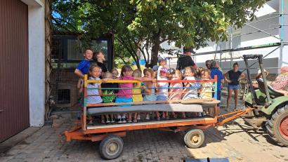 Bild: Michaela Hahn/exb
Ferienprogramm der CSU Schirmitz beim Bauer Fritz