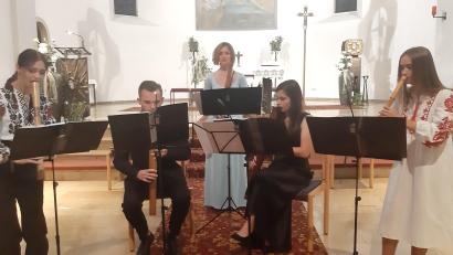 Bild: gis
Das Quintett Dudalis mit seiner Leiterin Boshena Korchysnka (Mitte).