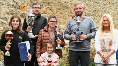 Bild: gf
Die Sieger der Minigolf-Stadtmeisterschaft (von links) Samira Feto (Kinder-Jugend-Klasse), Minigolf-Stadtmeister Stephan Unterburger, Corina Pemp (Amateure Frauen), Stefan Birner (Amateure Männer) sowie die Turnierleiterin Elke Eck. Den Ehrenpokal der Stadt Amberg erhielt Rosalie Ehebauer (vorne), mit vier Jahren die jüngste Turnier-Teilnehmerin.