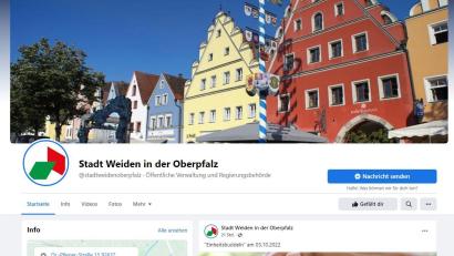 Bild: Facebook/Stadt Weiden/exb
Die Seite der Stadt Weiden bei Facebook ist seit etwa eineinhalb Jahren online.