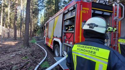 Bild: Feuerwehr Schönsee/exb
Über 60 Feuerwehrkräfte beteiligten sich an einer Großübung im Bereich des Drechselberges.