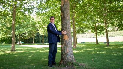 Archivbild: Peter Kneffel
Markus Söder (CSU), Ministerpräsident von Bayern, steht neben einem Baum im Hofgarten hinter der bayerischen Staatskanzlei.