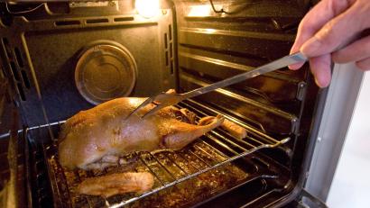Archivbild: Peter Steffen/dpa
Die Gans ist das traditionelle Weihnachtsessen. Hoffentlich bleibt da in der Küche der Strom nicht aus. Das Bayernwerk jedenfalls ist auf den hohen Verbrauch, besonders am ersten Feiertag, vorbereitet.