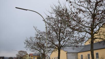 Bild: bnr
Peitschenmasten mit Leuchtstoffröhren, wie hier an der Landgraf-Ulrich-Halle, sind noch in den Wohnsiedlungen zu finden. Künftig werden diese durch LED-Technik ersetzt.