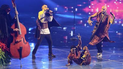 Archivbild: Jens Büttner/dpa
Das Kalush Orchestra aus der Ukraine gewann den Eurovision Song Contest 2022 in Turin.