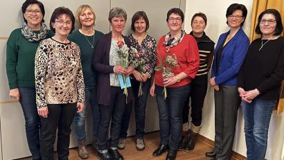 Bild: Irmi Fenzl/exb
Neuwahlen standen bei der Jahreshauptversammlung des Frauenbundes Pfreimd im Mittelpunkt. Das Bild zeigt (von links) Regina Hösl, Maria Richthammer, Cornelia Reis, Lisa Kessler, Martha Süß, Margit Fischer, Irmi Fenzl, Evi Schreyer und Maria Arbter.