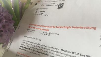 Bild: upl
So ein Schreiben bekommt keiner gern: Hier wird die Unterbrechung der Stromversorgung angekündigt.
