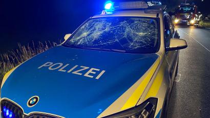 Bild: Polizei Oberpfalz
Im Amberger Ortsteil Speckmannshof hat ein Randalierer Polizisten in einem Streifenwagen angegriffen.