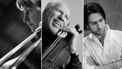Bild: Weidener Meisterkonzerte/exb
Gidon Kremer (Violine), Giedré Dirvanauskaité (Violoncello), Georgijs Osokins (Klavier).
