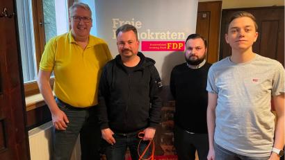 Bild: FDP Amberg/exb
Der Neue Vorstand der Amberger FDP: Jens Rohn (von links), Benjamin Kosche, Markus Hochholdinger und Christoph Feuerer.