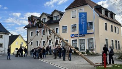 Bild: rpp
Die starken Männer von Kastl hieven den Maibaum in die Höhe.