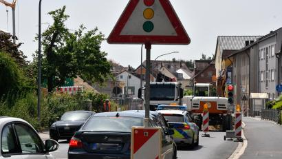Bild: Petra Hartl
An der Baustelle in der Schlachthausstraße in Amberg brauchen die Verkehrsteilnehmer seit ein paar Tagen