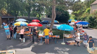 Bild: Kathrin Meißner/exb
Hunderte von Büchern waren für den Bücherflohmarkt am Vorplatz der St. Peter Buchhandlung in Tirschenreuth gespendet worden.