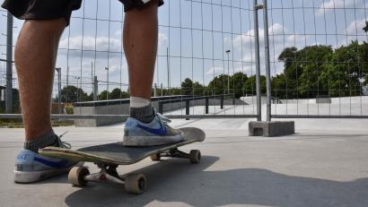 Bild: Stephan Huber
Es ist deutlich zu erkennen, wie der Anbau der Skateanlage aussieht. Genutzt werden darf er aber noch nicht.