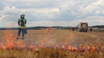 Symbolbild: gri
Brennende Getreidefelder kommen im Sommer immer häufiger vor, am Freitag waren zwei in der Gemeinde Speinshart betroffen.