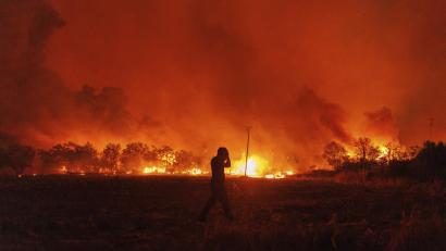 Bild: Achilleas Chiras
Flammen schlagen aus einem Wald während eines Waldbrandes im Dorf Avantas in der Nähe der Stadt Alexandroupolis.