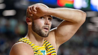 Bild: Sven Hoppe
Die Enttäuschung steht Julian Weber ins Gesicht geschrieben. Dabei zeigte der Speerwerfer noch eine der besseren deutschen Leistungen bei der WM in Budapest. Am Ende blieb er aber ohne Medaille und wurde Vierter.