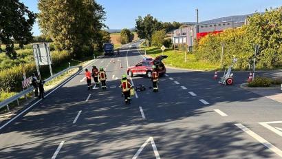 Bild: Feuerwehr Kemnath/exb
Motorradunfall an "Ponnathkreuzung" .