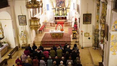 Bild: fvo
Bruder-Klaus-Festmesse in der Wallfahrtkirche St. Quirin mit Landvolk-Kreisseelsorger Gerhard Pausch.