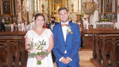 Bild: fvo
Jennifer und Mario Eiser wurden in der Wallfahrtskirche auf dem Fahrenberg getraut.