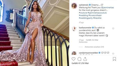 Screenshot: Instagram/@Sylviemeis
Model Sylvie Meis zog auf der Hochzeit von Barbara Meier die Blicke auf sich.