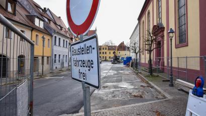 Bild: Stephan Huber
Der Paulanerplatz in Amberg, wird dieser Tage wieder für den Verkehr freigegeben.